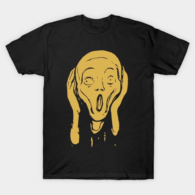 The Scream Edvard Munch The Scream Hearers Head Minimal Gold T-Shirt by PelagiosCorner